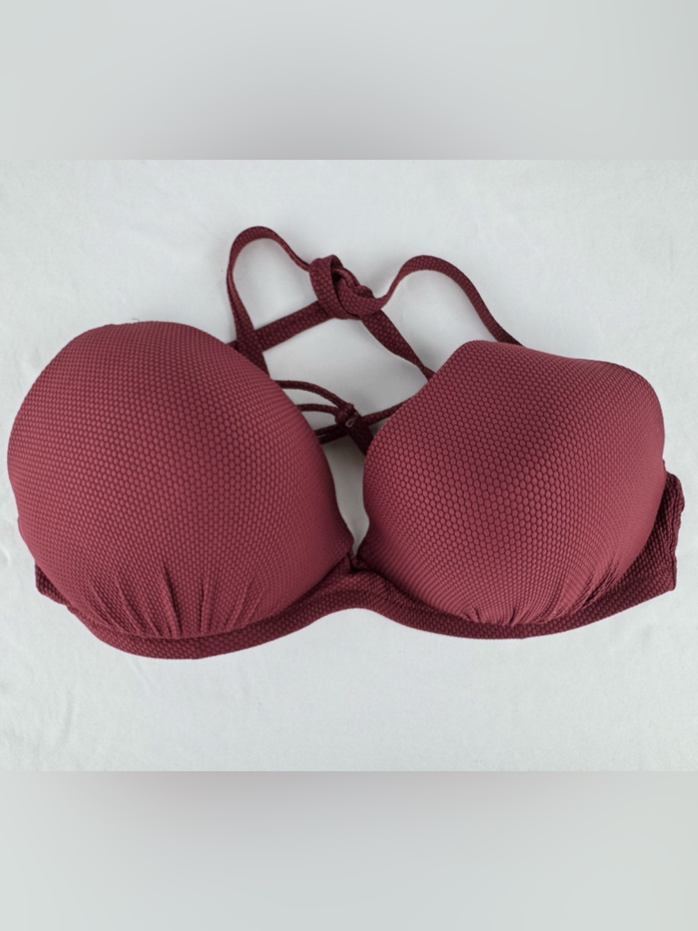 Shade & Shore Textured Burgundy Push-Up Bikini Top